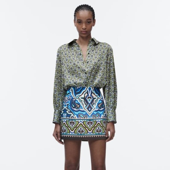 ZARA Multicolored Paisley Print Mini Skirt - Picture 3 of 12